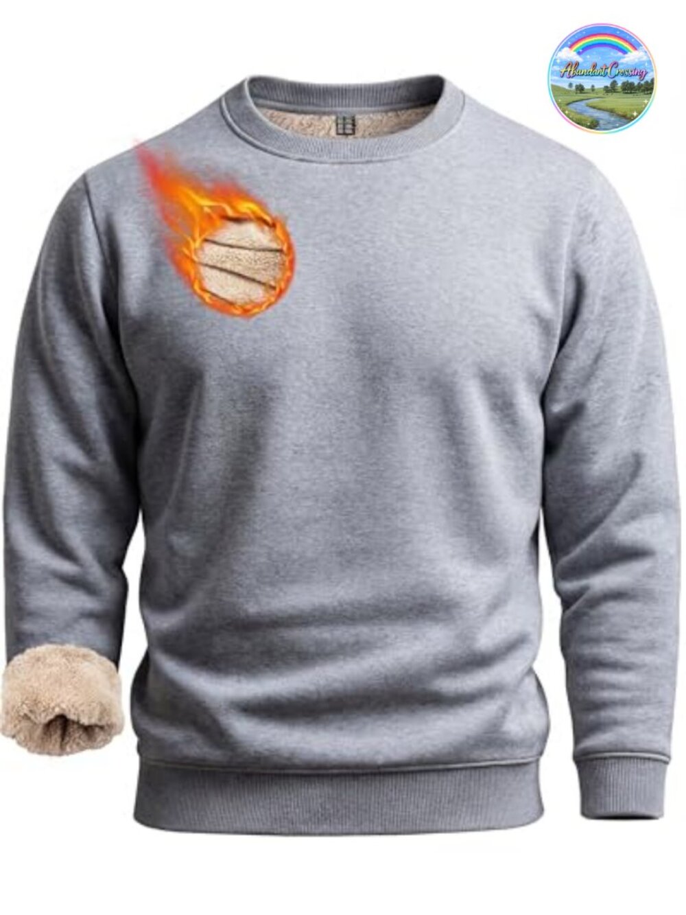 Men's Sherpa Lined Heavyweight Fleece Crewneck Pullover